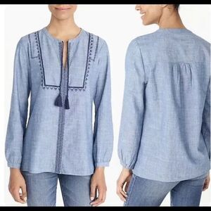 J Crew Denim With Embroidery Tunic